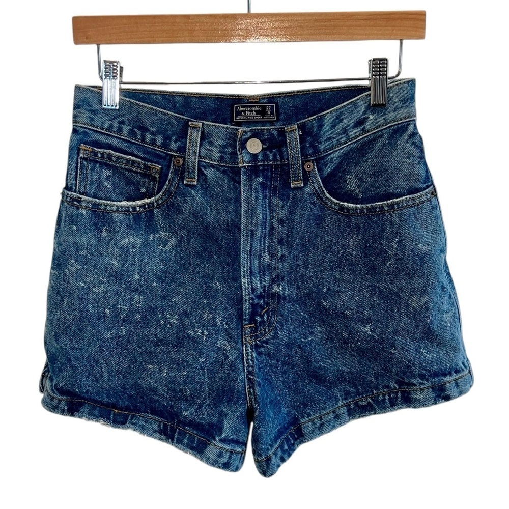 NEW Abercrombie & Fitch Natural Rise Acid Wash Rigid Denim Shorts